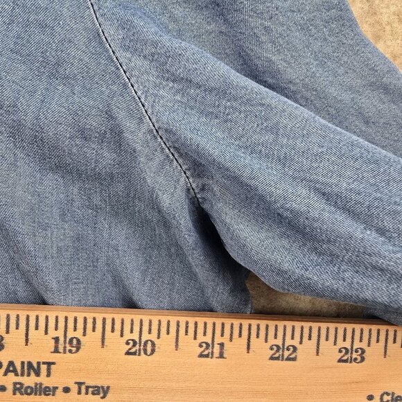 AMM Womens Long Sleeve Chambray Tunic Shirt Light Blue Size L Lyocell Casual - Picture 8 of 8